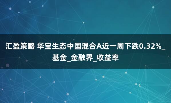 汇盈策略 华宝生态中国混合A近一周下跌0.32%_基金_金融界_收益率