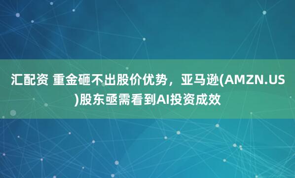 汇配资 重金砸不出股价优势，亚马逊(AMZN.US)股东亟需看到AI投资成效